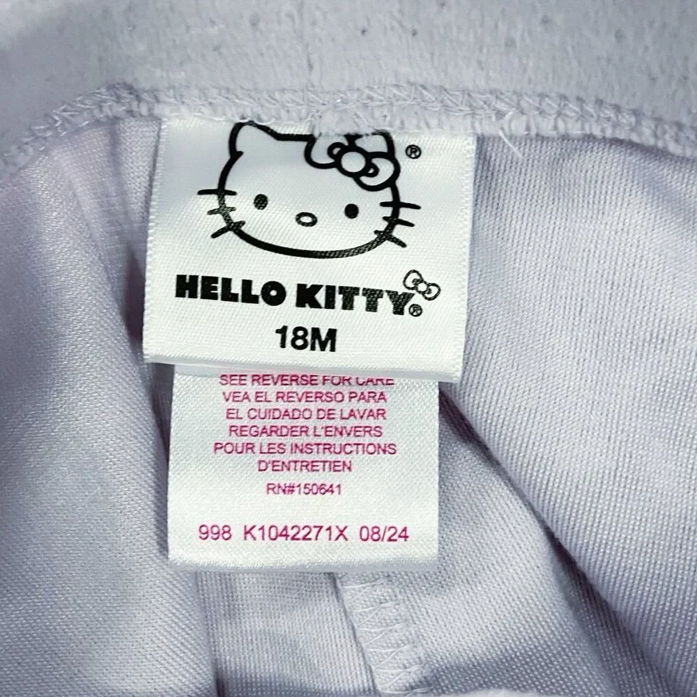 Hello Kitty Little Girls 2 Pc. Velour Sweatshirt Pants Outfit Set Lavender 18M - Picture 3 of 12